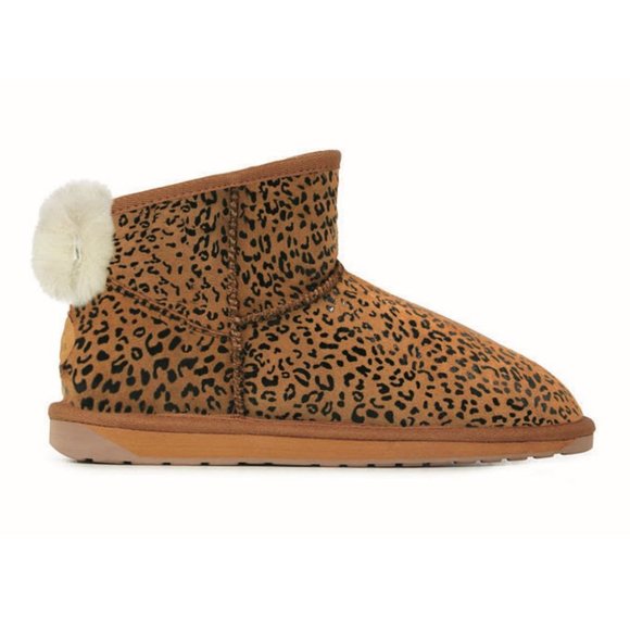 EMU Australia | Chestnut Leopard Bow-Accent Rigel Suede Winter Boot - Picture 1 of 1
